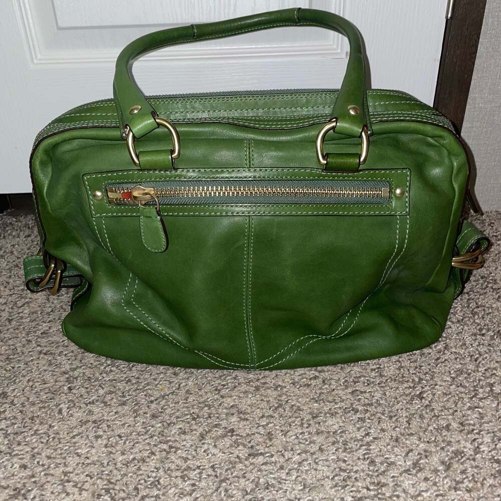 Coach Bleecker Street Limited Edition Peyton Satchel 12791 Green Legacy Leather - Picture 7 of 13